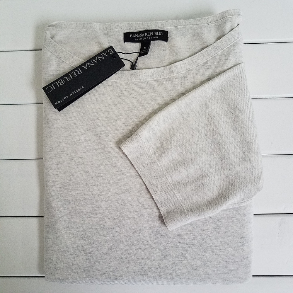 Banana Republic Heathered Ecru Short Sleeve Tee M